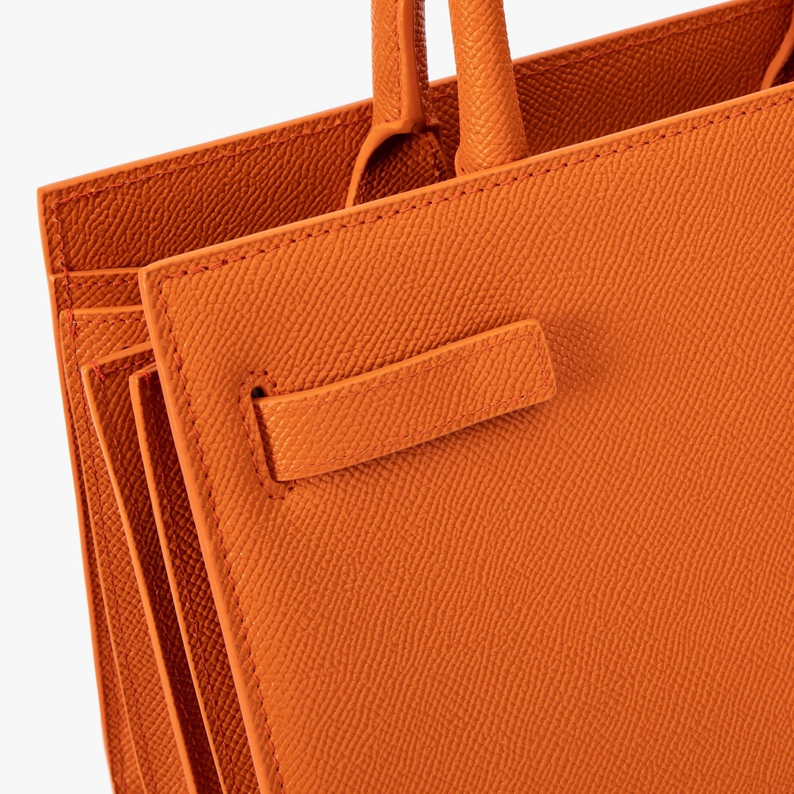 Orange Saffiano Leather Structured Bag