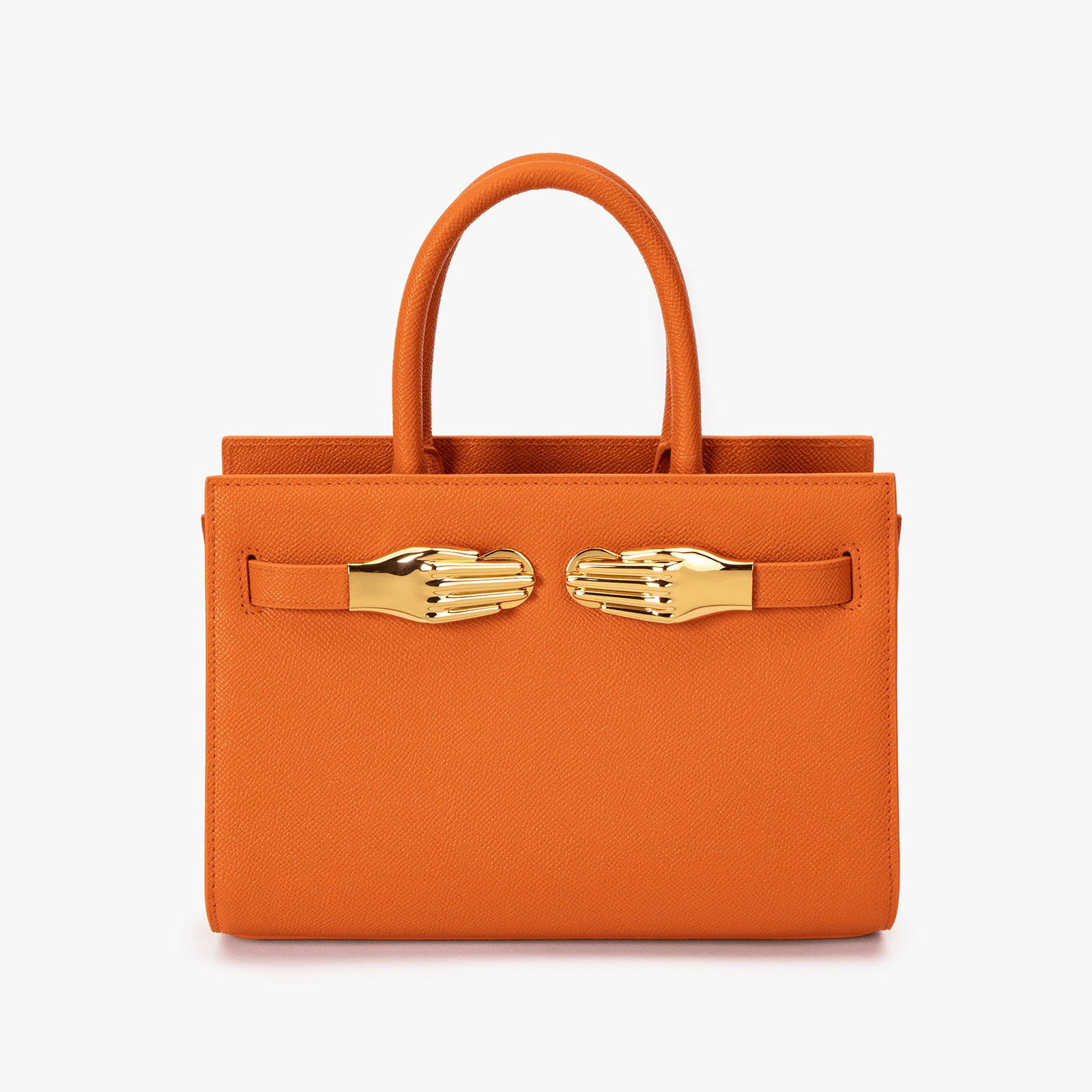 Orange Saffiano Leather Structured Bag