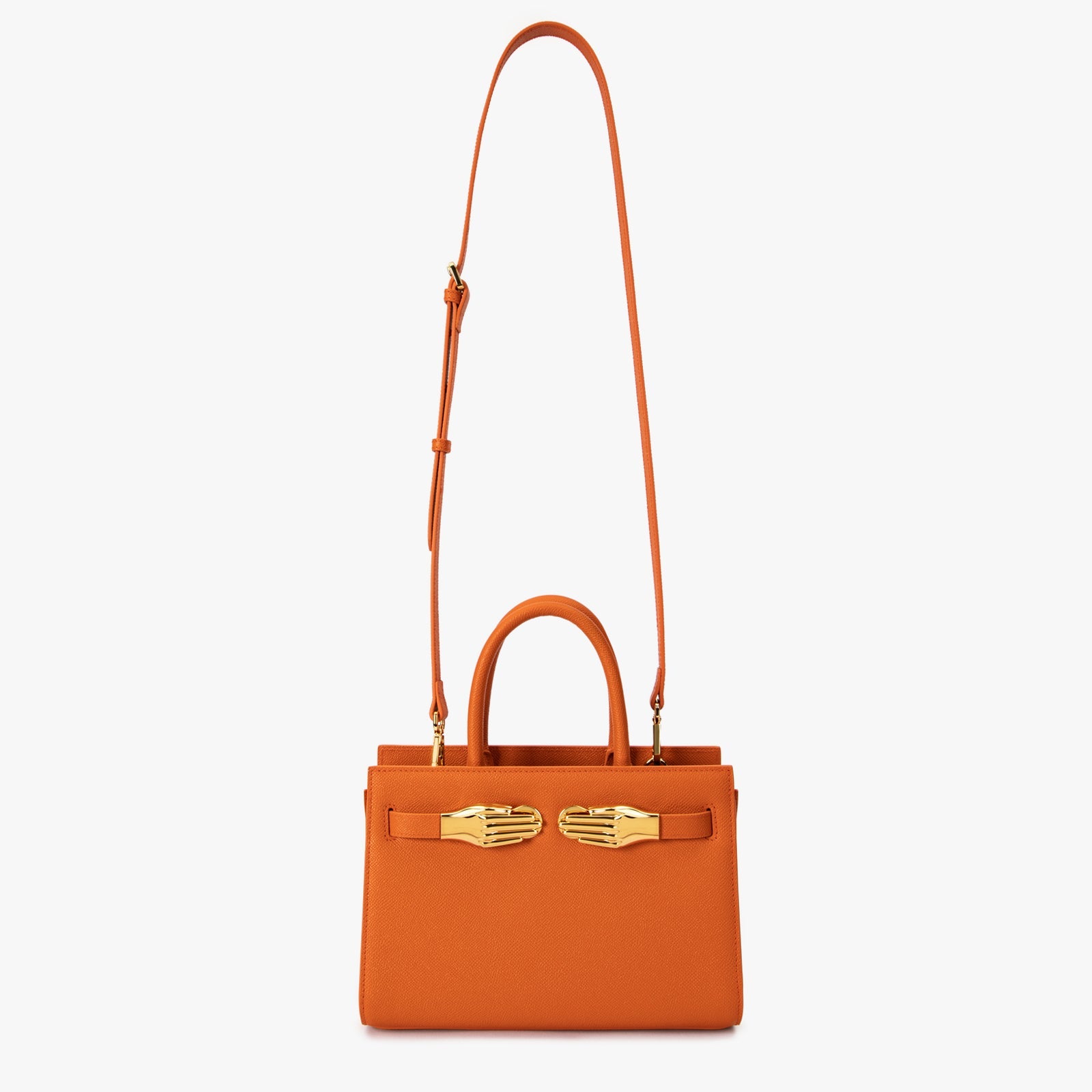 Orange Saffiano Leather Structured Bag