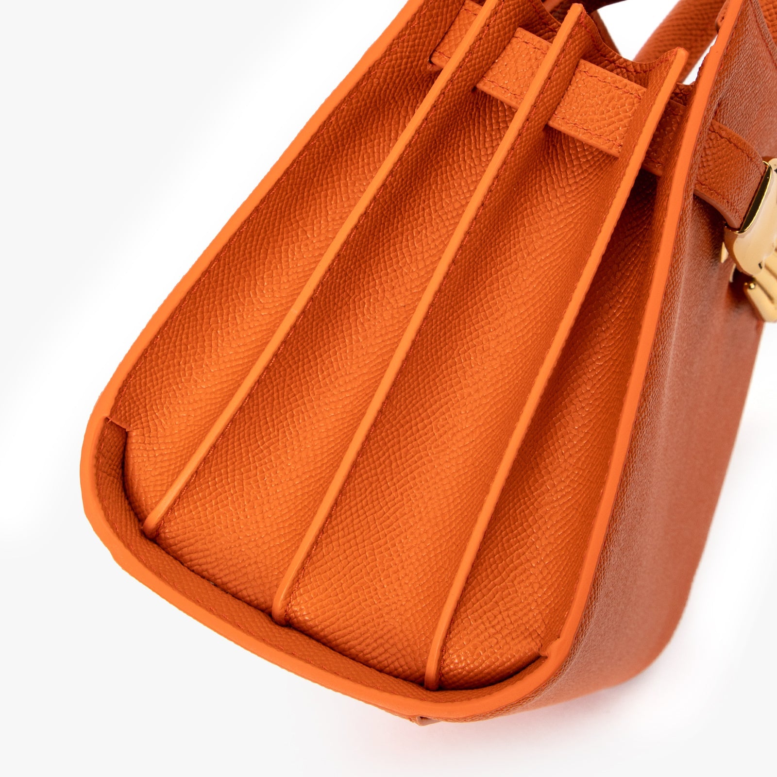 Orange Saffiano Leather Structured Bag